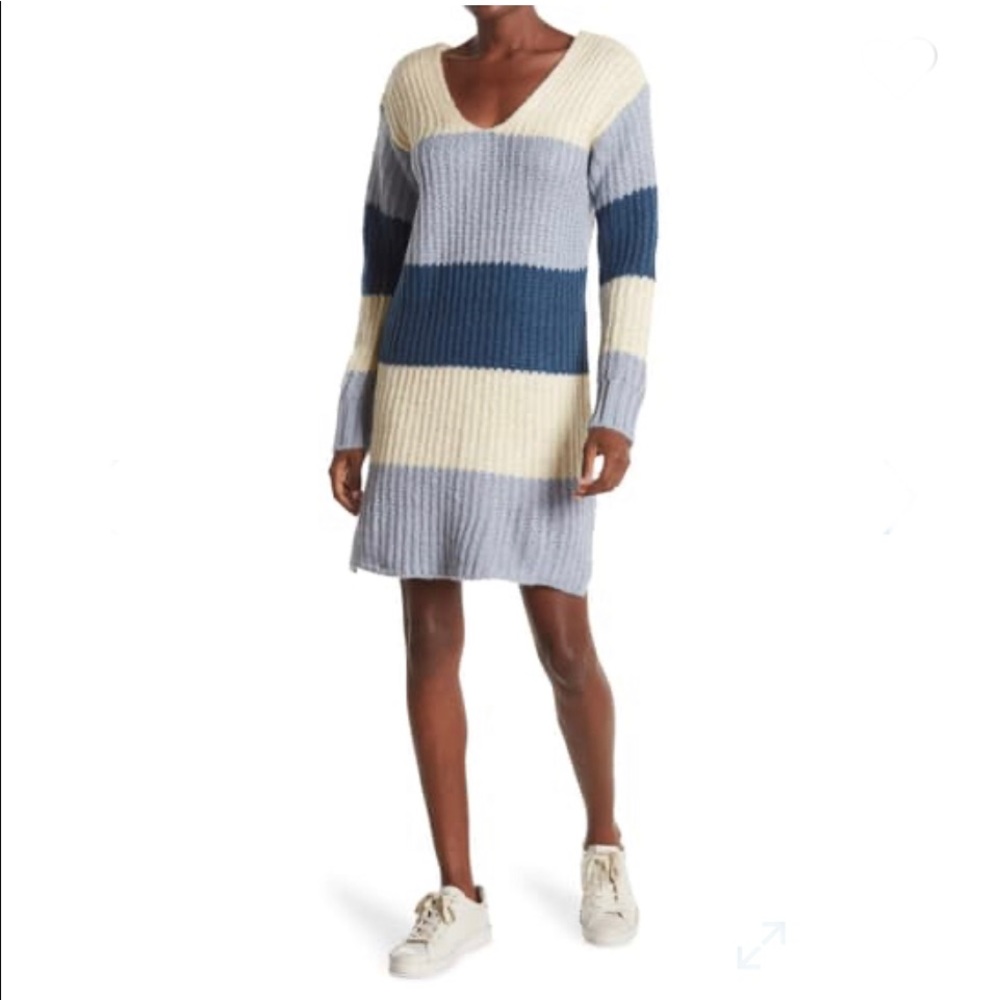 🆕 STITCHDROP Blocked V-Neck Sweater Dress size large